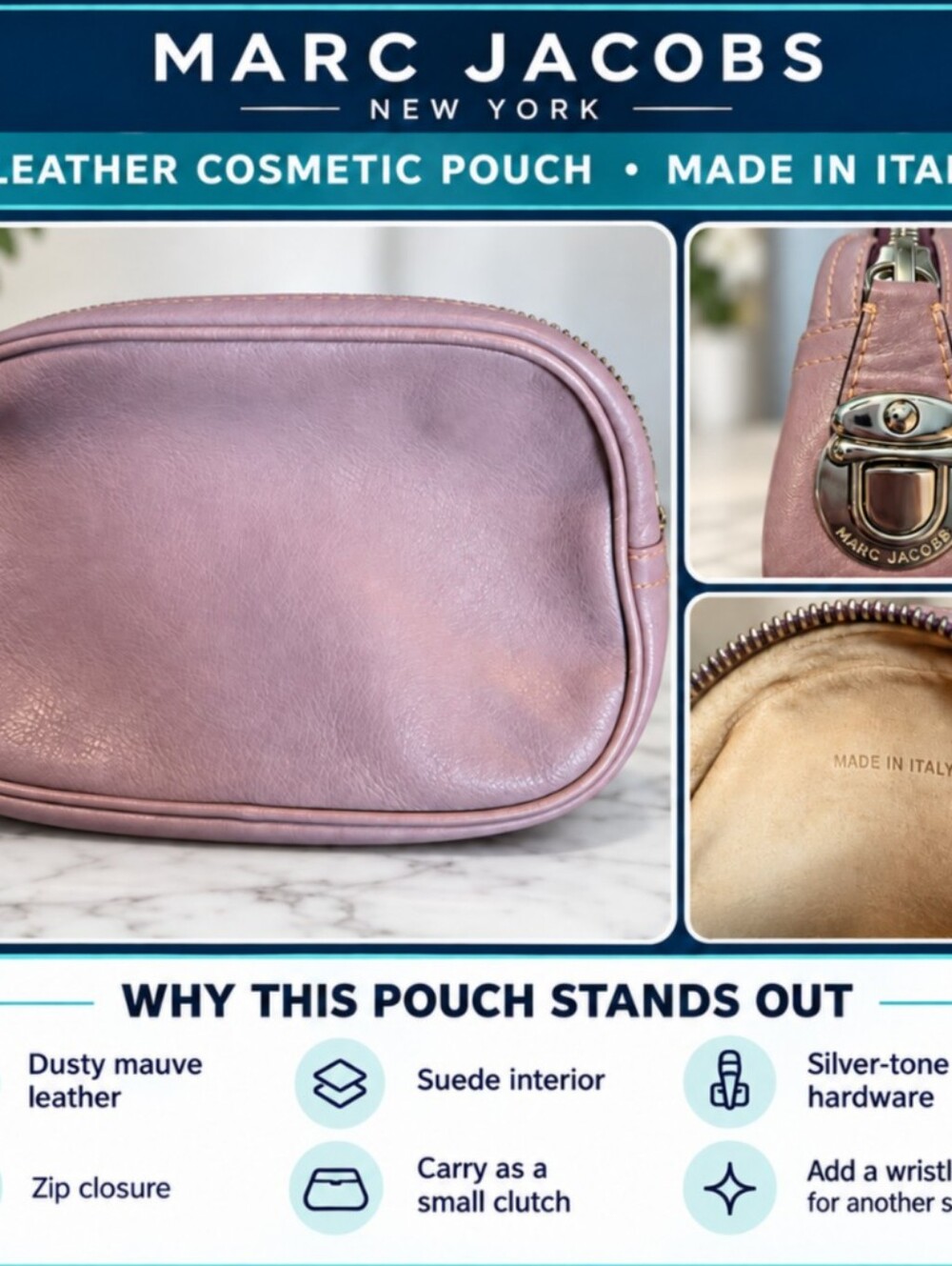 Marc Jacobs Lilac‎ Leather Cosemetic Bag